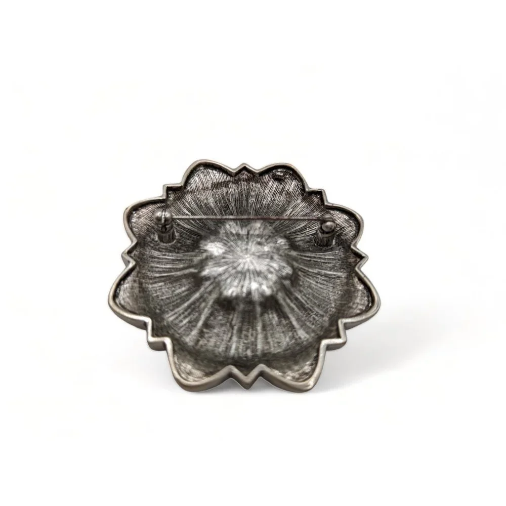 Vintage Rhinestone And Marcasite Flower Brooch Pin Convèrts Lid To Trinket Box